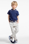 Polo manches courtes en coton piqué bleu marine Garçon 4