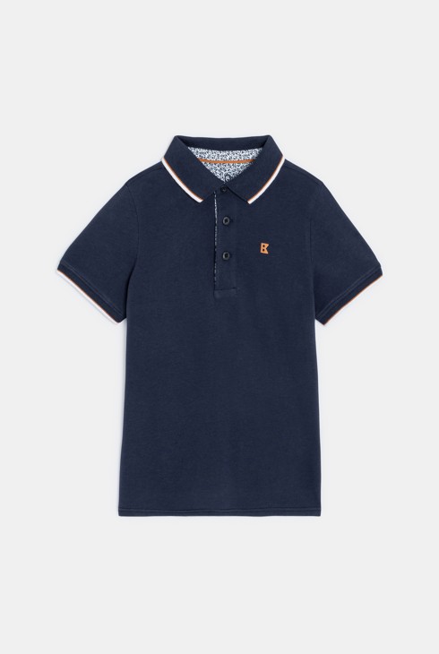 Marineblaues Kurzarm-Poloshirt aus Baumwollpikee Jungen 2