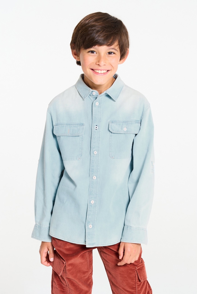 Chemise en jean délavé bleu Garçon 1