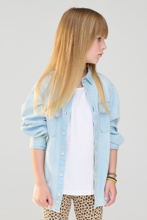 Chemise en jean délavé bleu Garçon 1