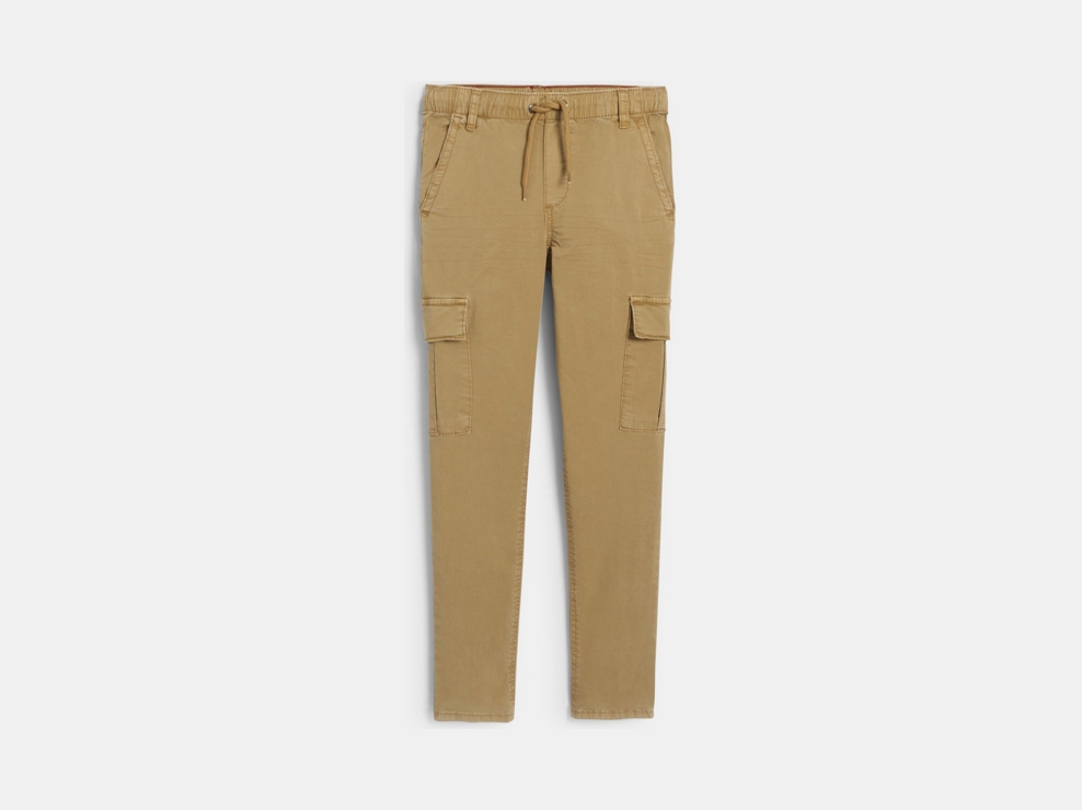 Pantaloni cargo in tela verde beige bambino 1
