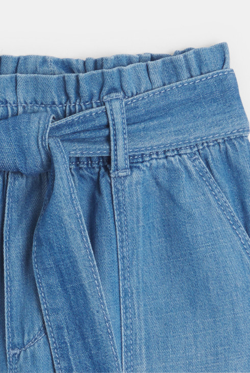 Blauwe paperbag-jeans met riem voor meisjes 2