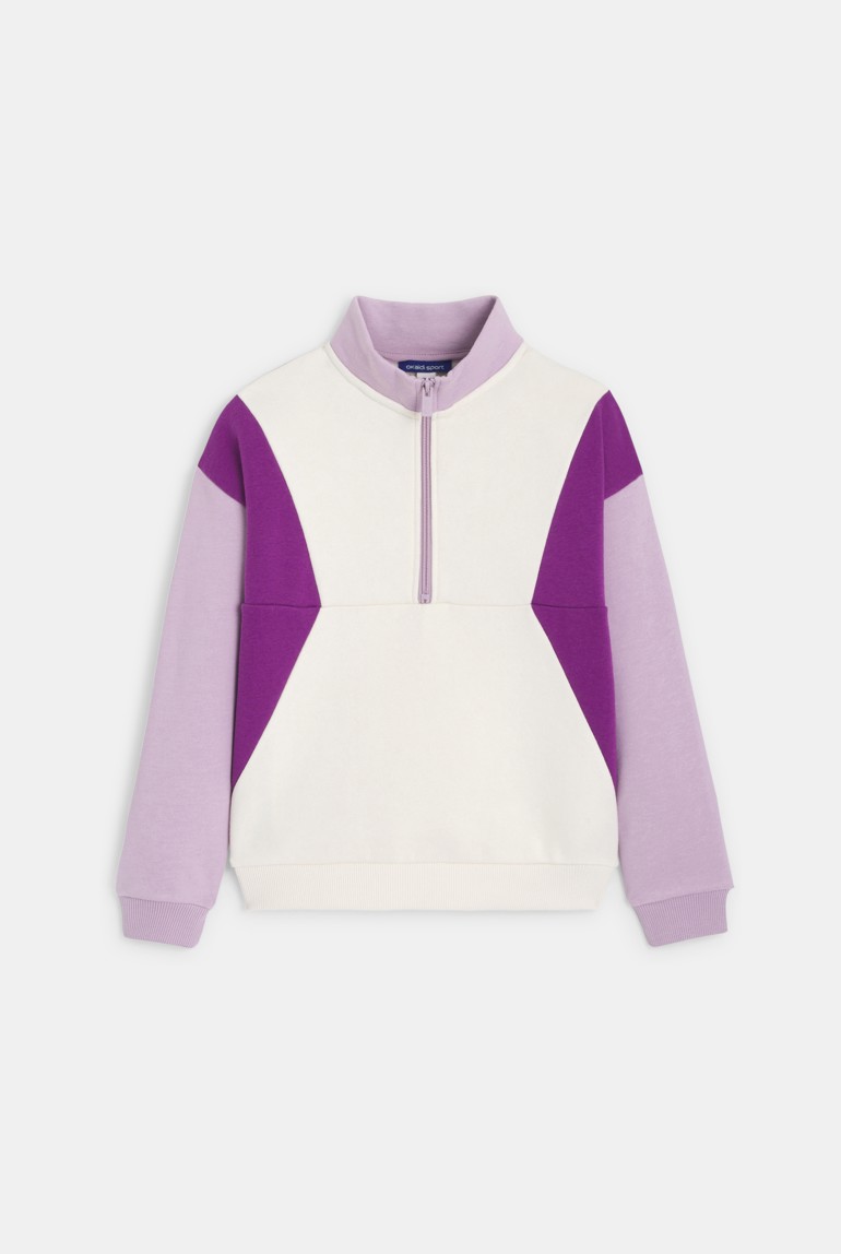 Paars sweatshirt met colorblock voor meisjes 1