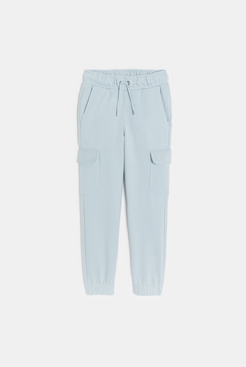 Pantaloni da jogging cargo tinta unita blu per bambina 1