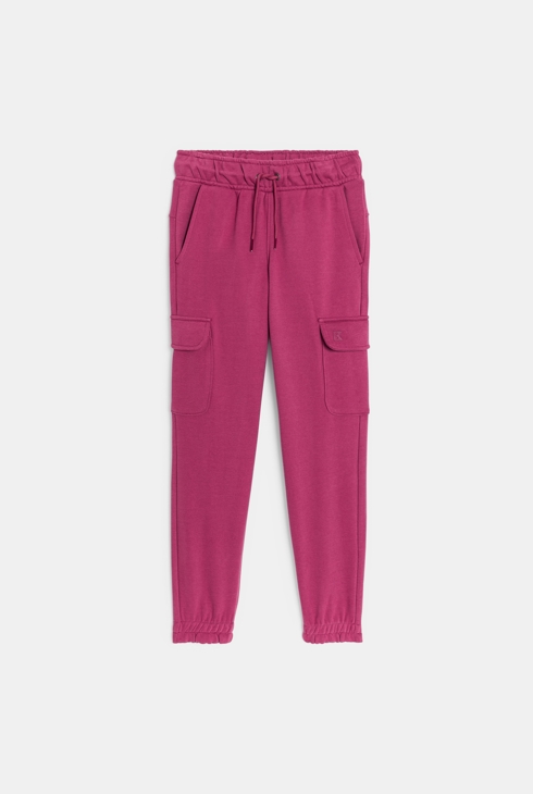 Pantaloni da jogging cargo tinta unita per bambina 1