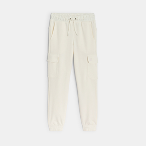 Pantalón de jogging cargo liso blanco niña 1