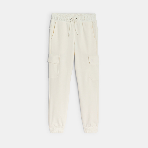 Pantalon de jogging cargo uni blanc Fille 1