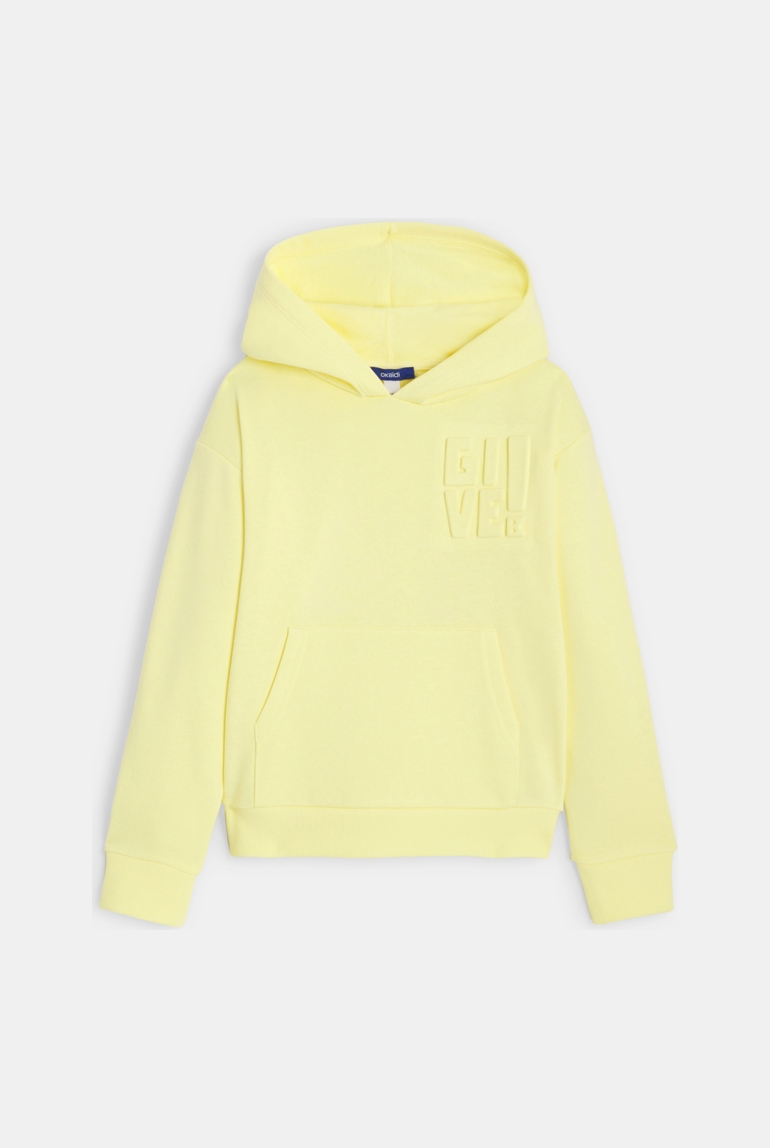 Sweat-shirt en molleton uni jaune Fille 1