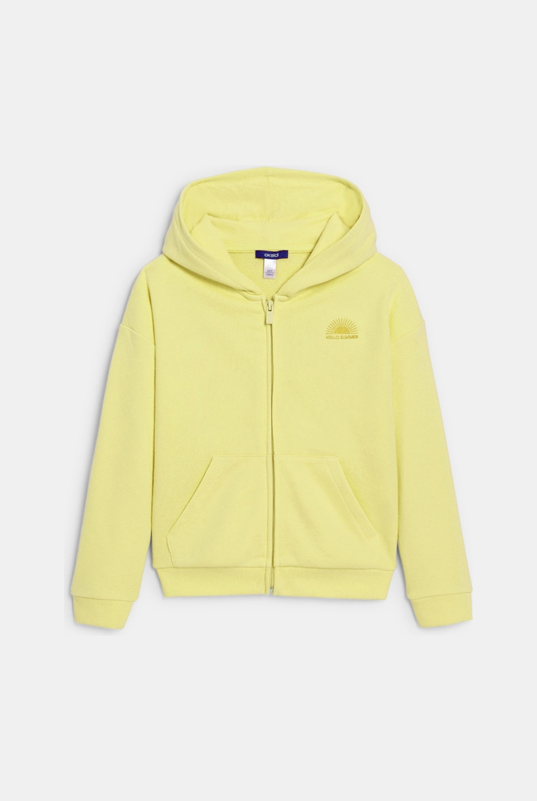 Einfarbiges Mädchen-Sweatshirt in Gelb mit Kapuze 1