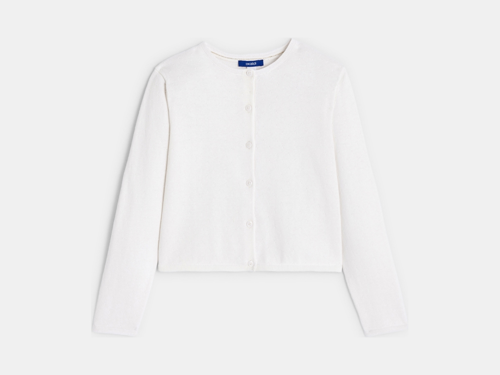 Cardigan col rond blanc Fille 1
