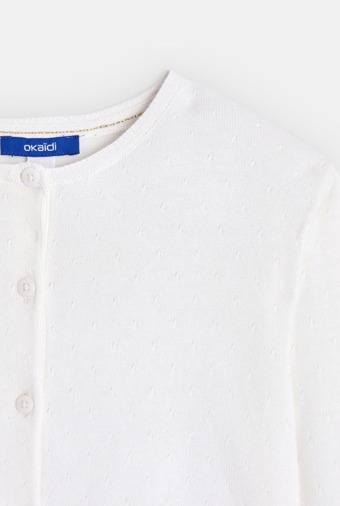 Cardigan col rond blanc Fille
