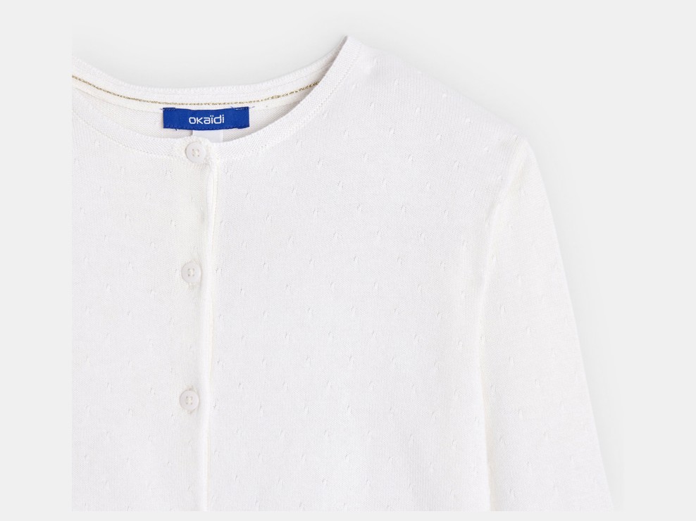 Witte cardigan met ronde kraag voor meisjes 2