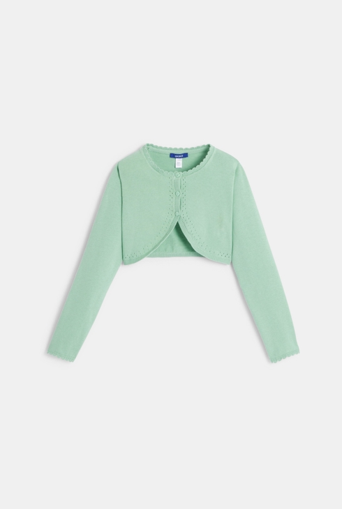Boléro en tricot fin vert Fille
