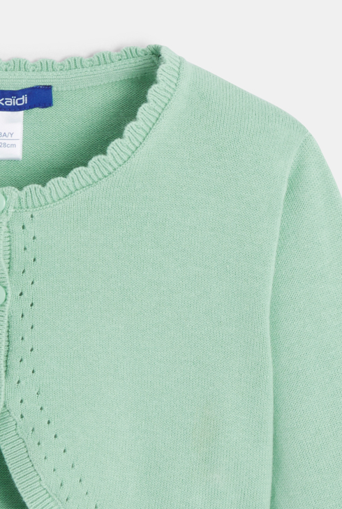 Boléro en tricot fin vert Fille