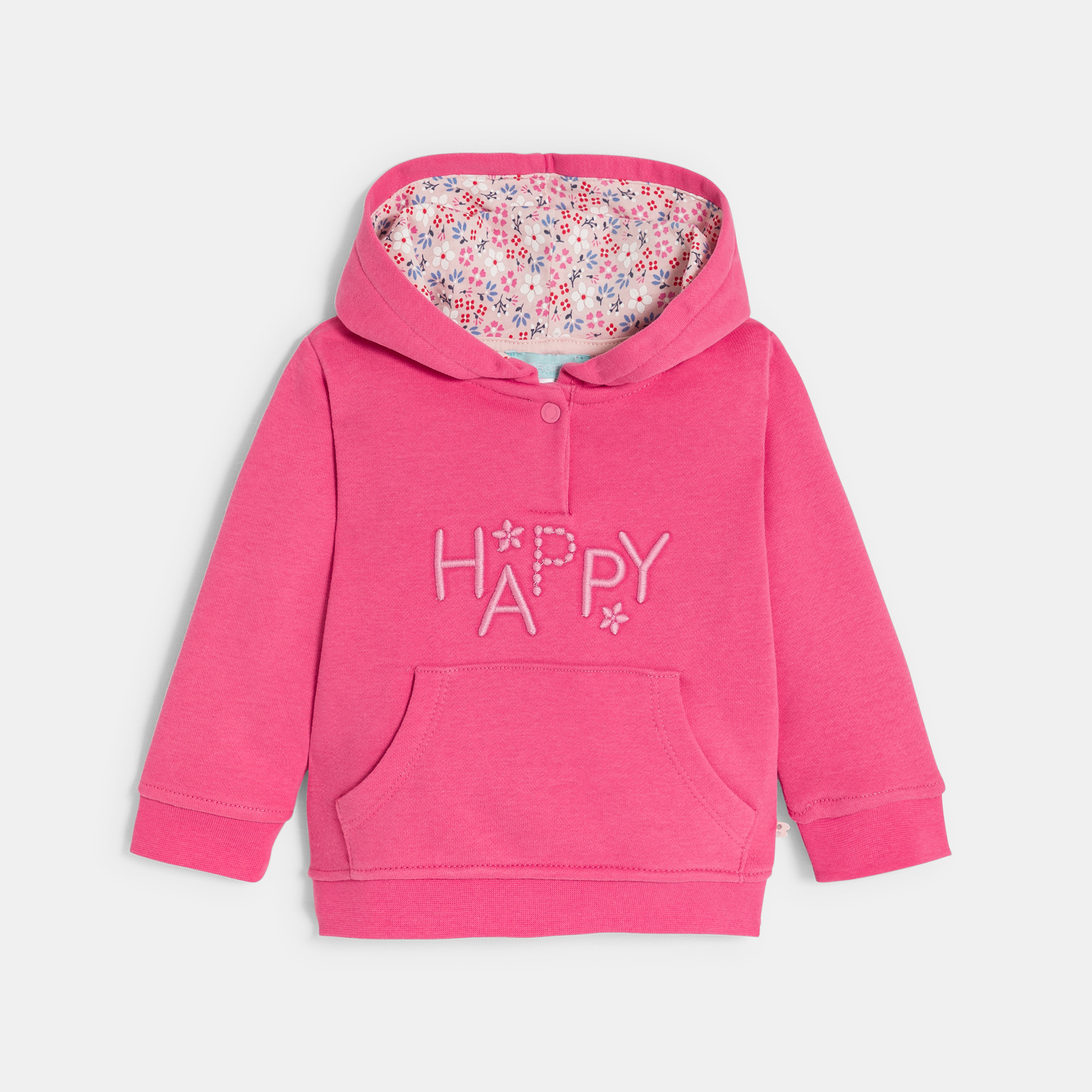 Baby girl's pink embroidered fleece hoodie Okaïdi & Obaïbi