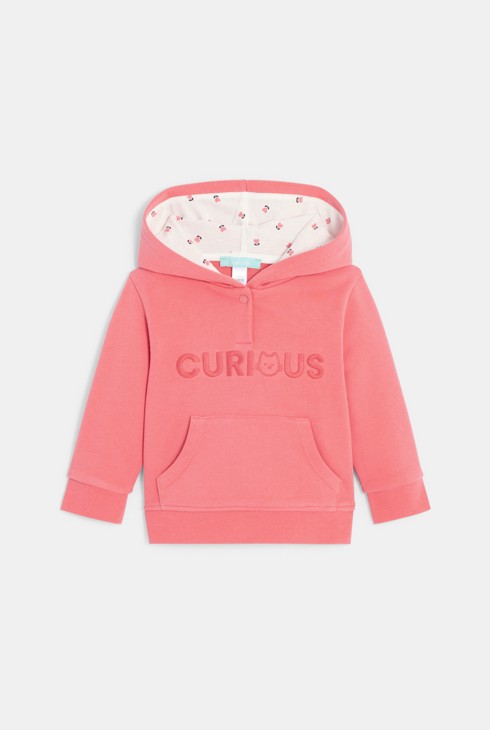 Molton-Sweatshirt mit Kapuze bestickt rosa Baby Mädchen 2