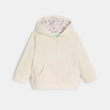 Sweat molleton à capuche brodé beige bébé fille