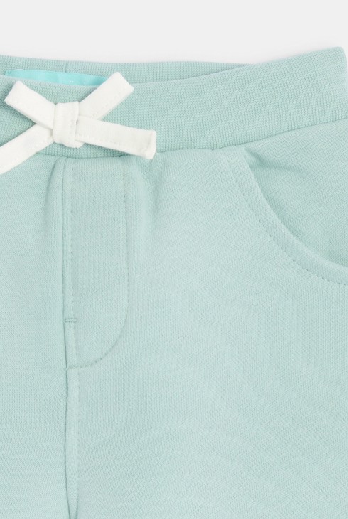 Spodnie dresowe z dzianiny zielone niemowlę dziewczynka 2