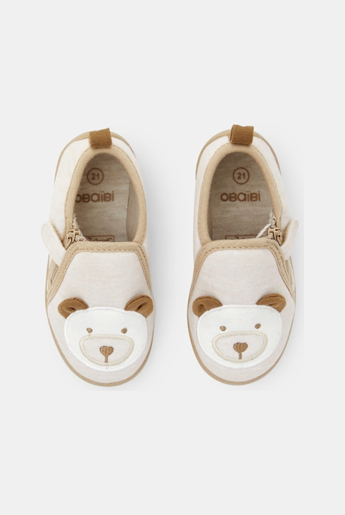 Chaussons oursons beige bébé fille
