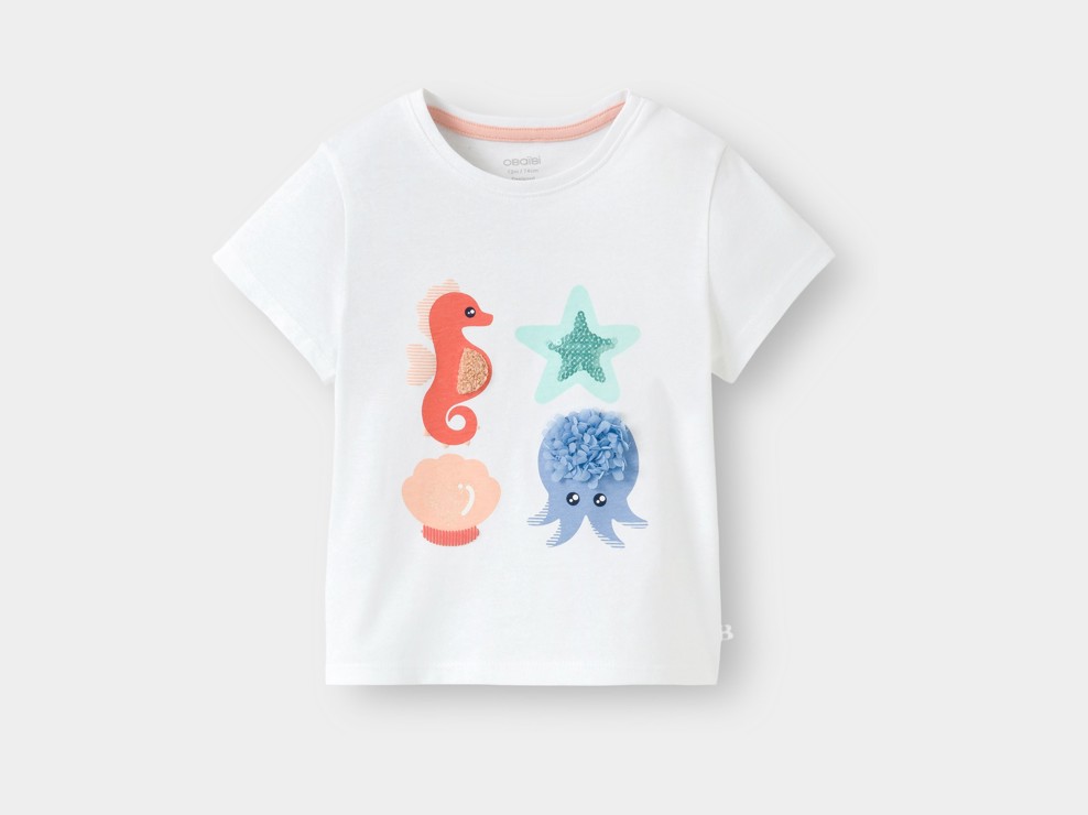 T-shirt sensoriale bianca con animali neonata 1