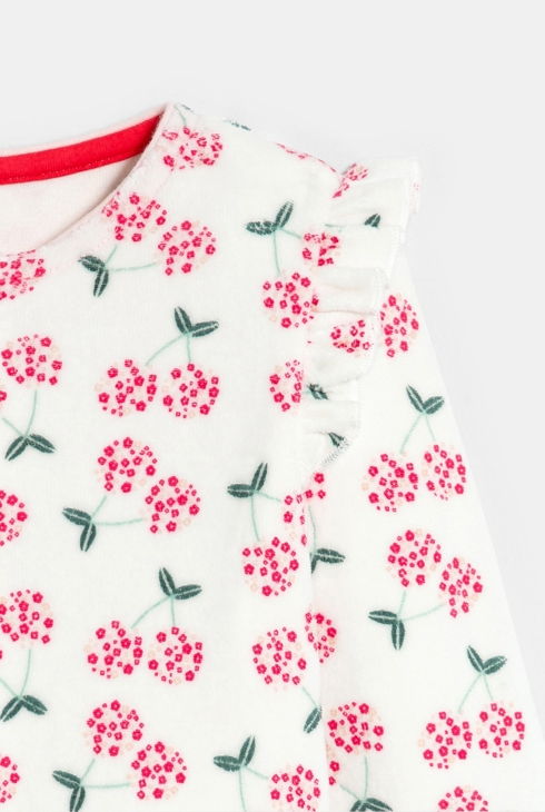 Rosa Strampler aus Samt mit Blumenmotiv Baby Mädchen