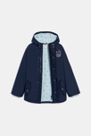 Abrigo parka de material de goma azul niña 2