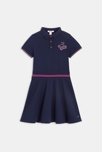 Vestido cuello polo punto piqué azul niña Chipie 1