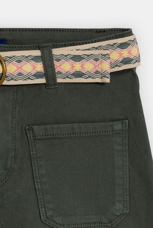 Short en toile unie kaki Fille 2