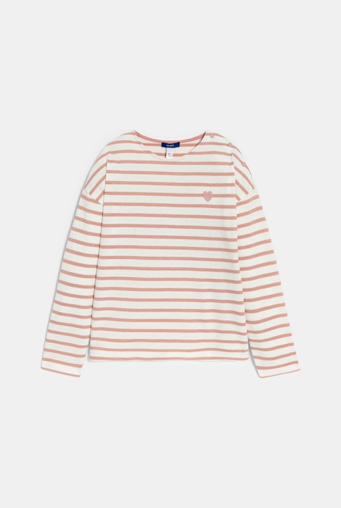 T-shirt marinière manches longues rose Fille 1