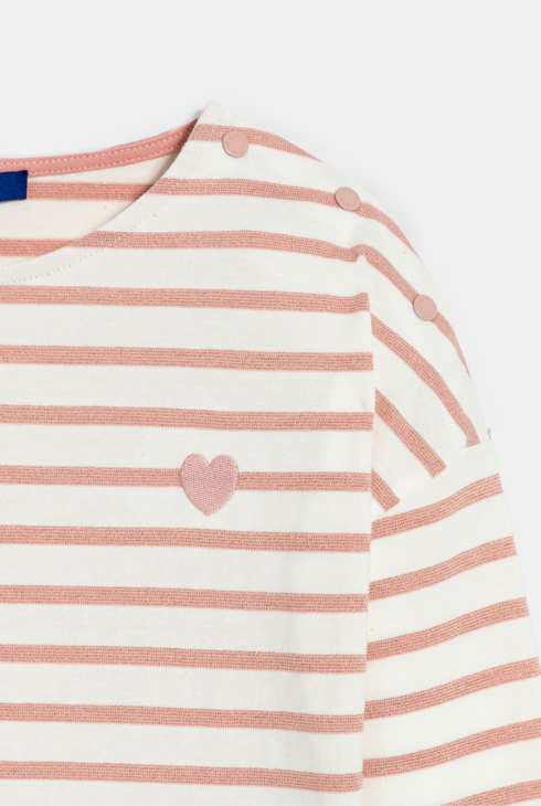 T-shirt marinière manches longues rose Fille 2