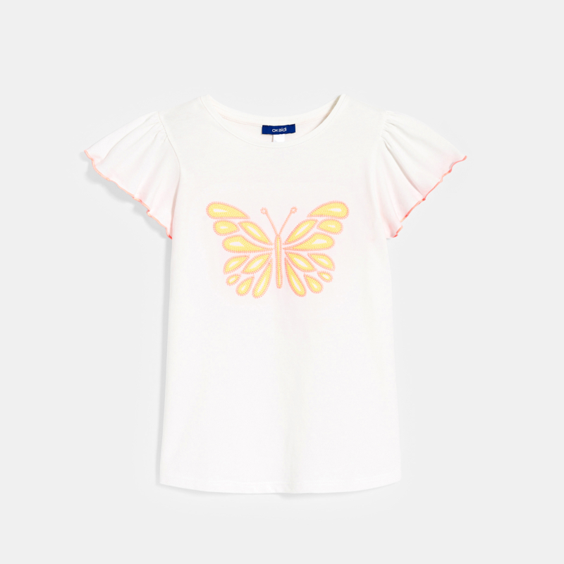 OKAIDI - T-shirt manches courtes motif papillon blanc Fille - Fille