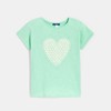 T-shirt manches courtes motif cœur vert Fille