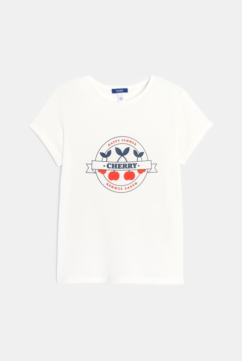 Weißes Kurzarm-T-Shirt für Mädchen