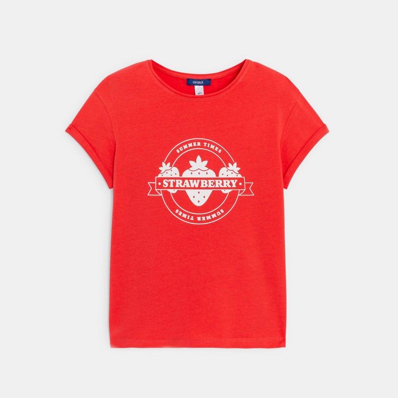 T shirt rouge fille IDKIDS