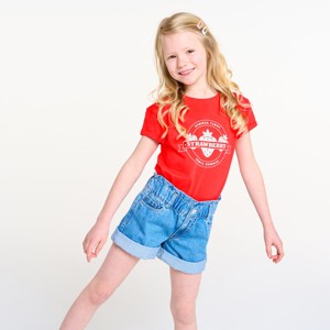 T-shirt a maniche corte rossa per bambina. 1