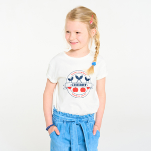 Girl's white short-sleeve T-shirt 1