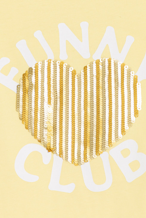 Dekliška majica s kratkimi rokavi z bleščicami rumena 2