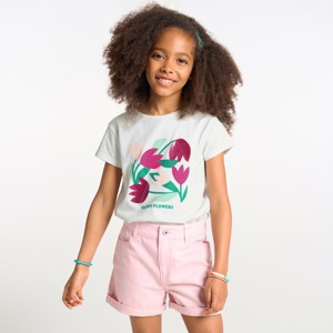 T-shirt a maniche corte bianca con stampa per Bambina 1