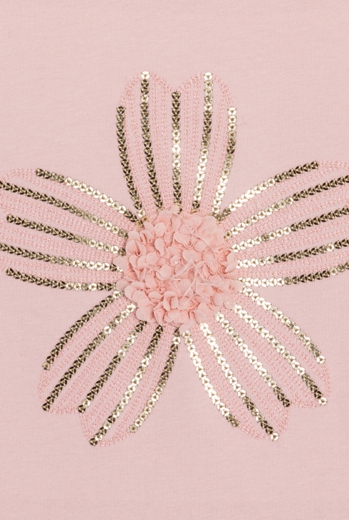 T-shirt manches courtes à sequins rose Fille