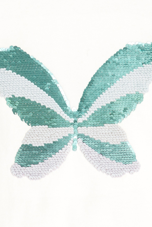 Biała koszulka z krótkim rękawem i magicznymi cekinami dziewczynka 2