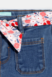 Pantalon large en jean ceinture fleurie denim bleu bébé fille 2