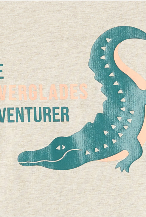 Beiger Kurz-Pyjama mit Krokodilmotiv für Jungen 2