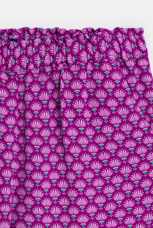 Dekliške hlače, lepo padajoče potiskane vijolične 2