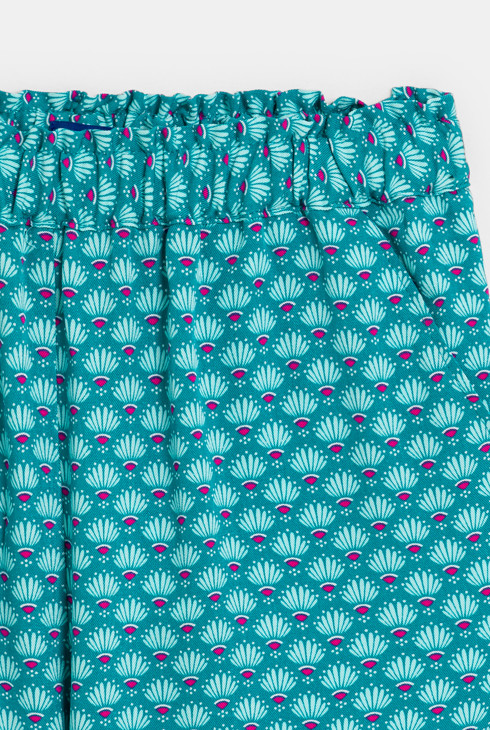 Dekliške hlače, lepo padajoče potiskane modre 2