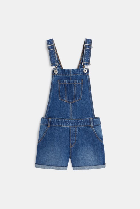 Girls blue demin short overalls 2