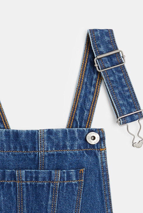 Salopette-short en jean bleu Fille 2