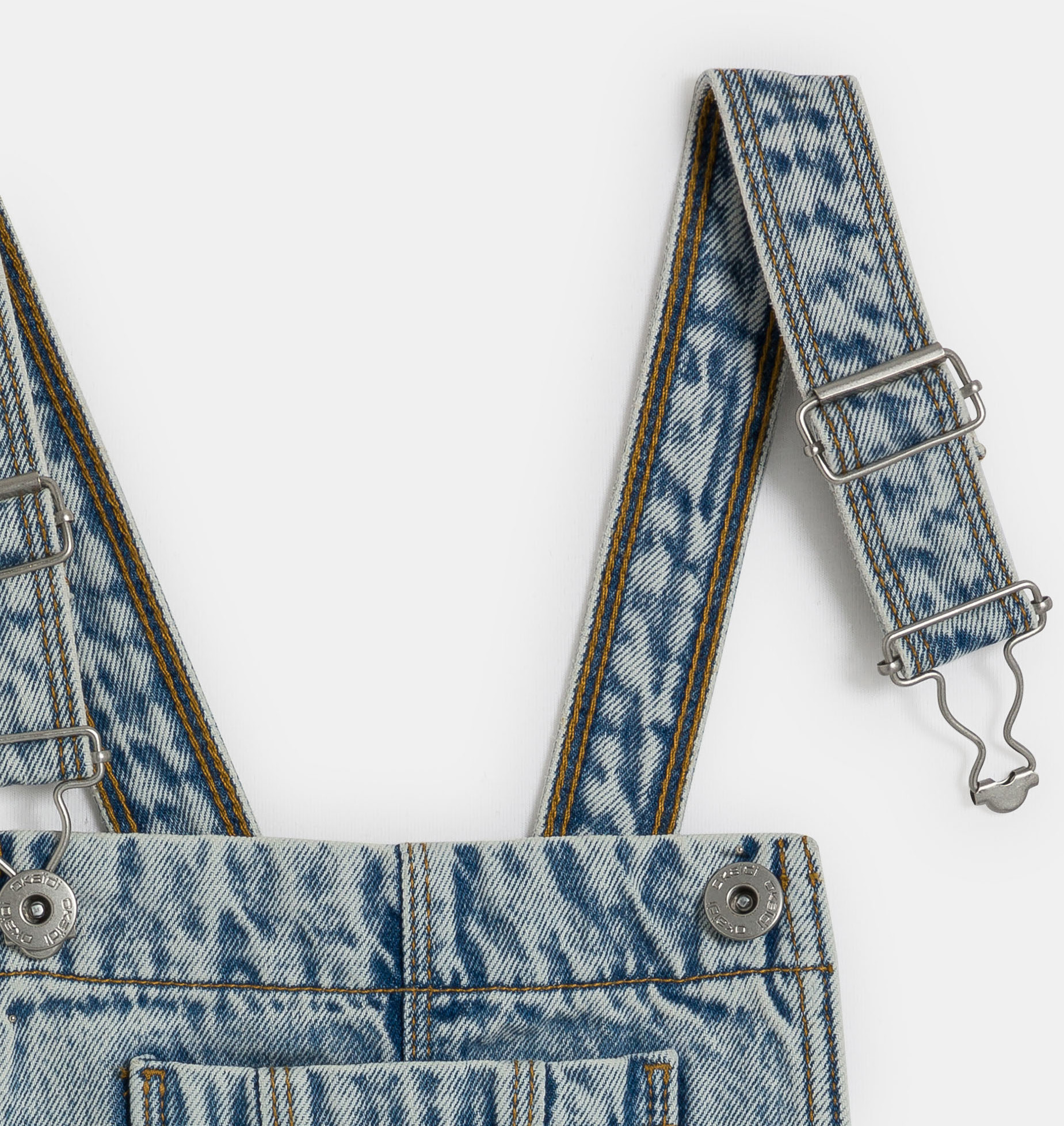 Girls faded blue demin short overalls 2