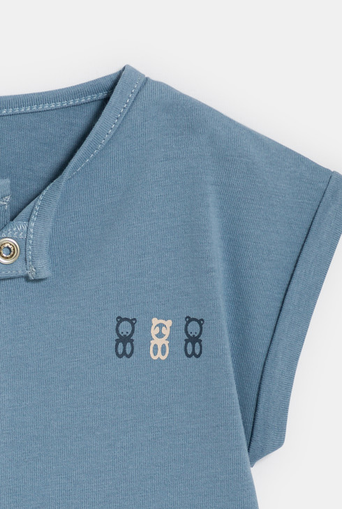 Combi courte coton bleu bébé garçon (lot de 2) 2