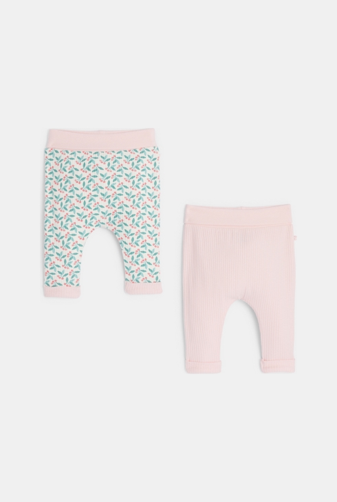 Pantalon maille souple rose bébé fille (lot de 2) 1