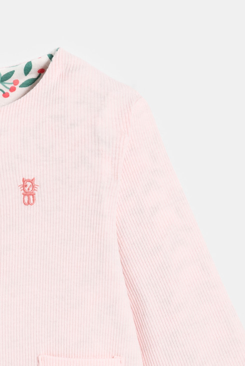 Dekliška rožnata obojestranska cvetlična jopica za dojenčke 2